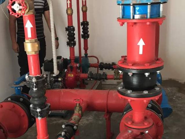 Electric fire pump with flexible coupling installed